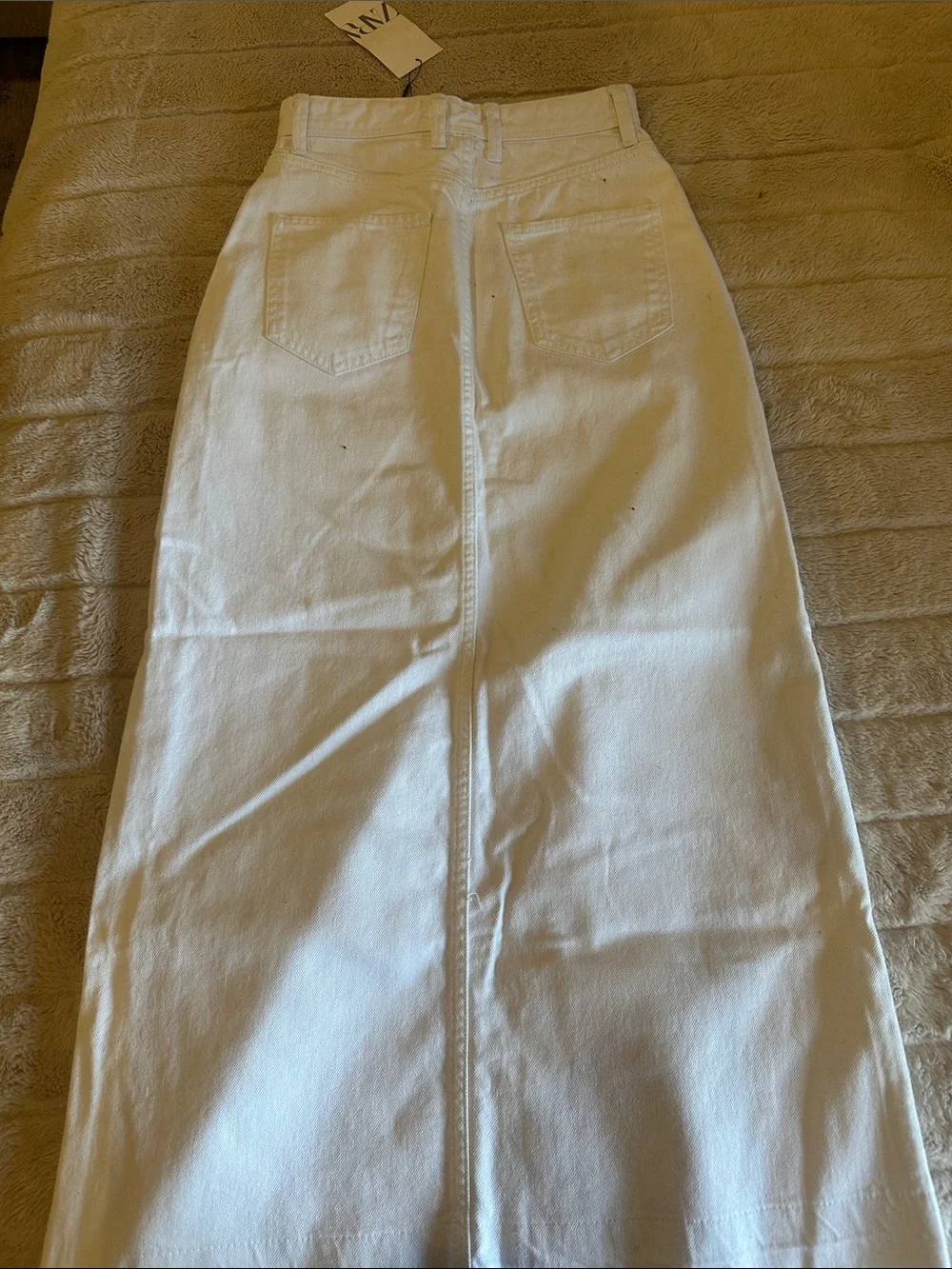 ZARA White Denim Skirt with High Waist